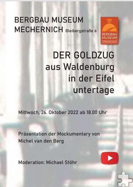 Plakat für die Hörbuchvorstellung am Mittwoch, 26. Oktober, ab 18 Uhr im Bergbaumuseum Mechernich. Repro: pp/Agentur ProfiPress
