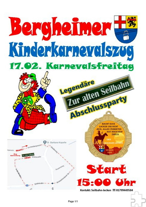 Einen karnevalistischen Ausklang findet der Tag in der „Alten Seilbahn“. Grafik: Seilbahn-Jecken e.V. Bergheim/pp/Agentur ProfiPress