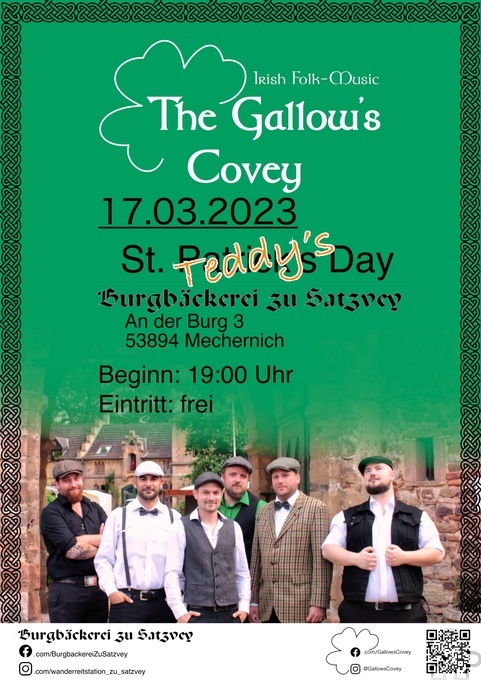 Die Band „The Gallows Covey“ spielt am Freitag, 17. März, um 19 Uhr in der Burgbäckerei zu Satzvey auf. Foto: Veranstalter/pp/Agentur ProfiPress