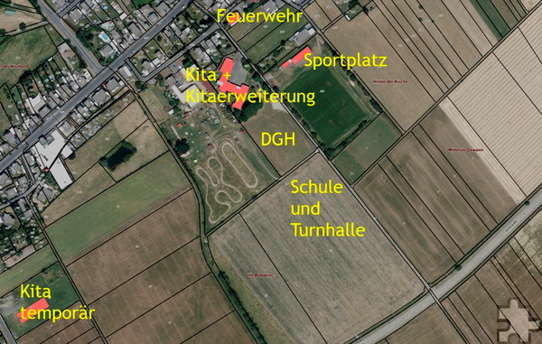 Hier kann man erkennen, wo was im neu geplanten Zentrum des dritten Siedlungsschwerpunktes entstehen soll. Grafik: Stadt Mechernich/pp/Agentur ProfiPress