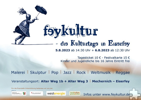 Mit diesem Plakat wirbt der Veranstalter „Feykultur e.V.“ für die Tage im Zeichen der Kultur. Grafik: Feykultur e.V./pp/Agentur ProfiPress