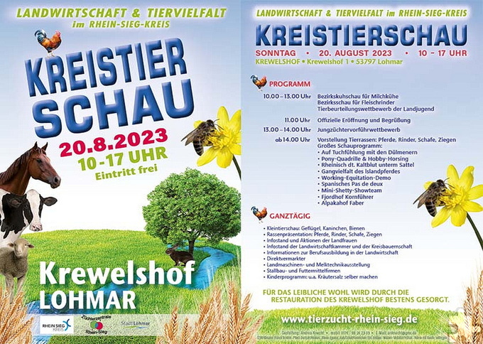 Mit diesem Flyer werben die Veranstalter für die Tierschau. Grafik: Veranstalter/Krewelshof/pp/Agentur ProfiPress