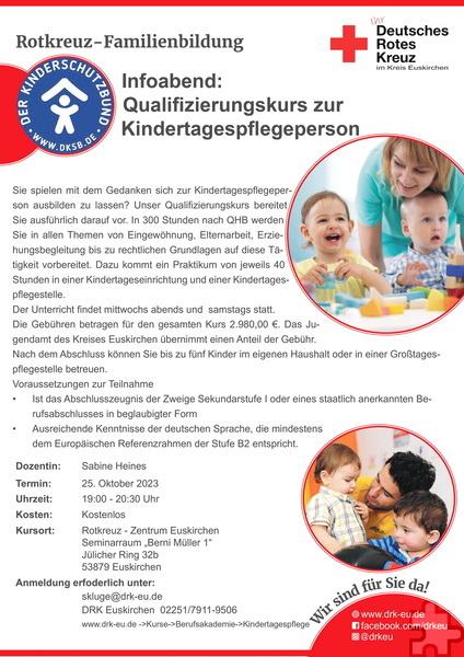 Mit diesem Plakat wirbt die Familienbildung für die Veranstaltung, bei der man sich anmelden muss. Grafik: DRK-Kreisverband Euskirchen/pp/Agentur ProfiPress