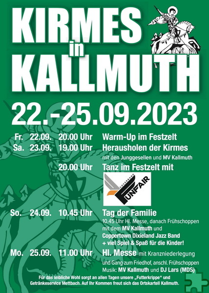 Mit diesem Plakatanschlag wirbt das Ortskartell für die Kallmuther Kirmes 2023 im Festzelt. Repro: Kai Steffens/pp/Agentur ProfiPress