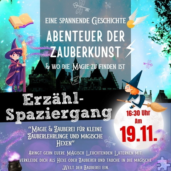 Am 19. November veranstaltet der Krewelshof Eifel in Obergartzem einen magischen „Erzählspaziergang“ mit Geschichtenerzählerin Clarissa für Kinder ab fünf Jahren. Auch Erwachsene könnten dabei laut dem Hof ihren Spaß haben. Grafik: Krewelshof/pp/Agentur ProfiPress