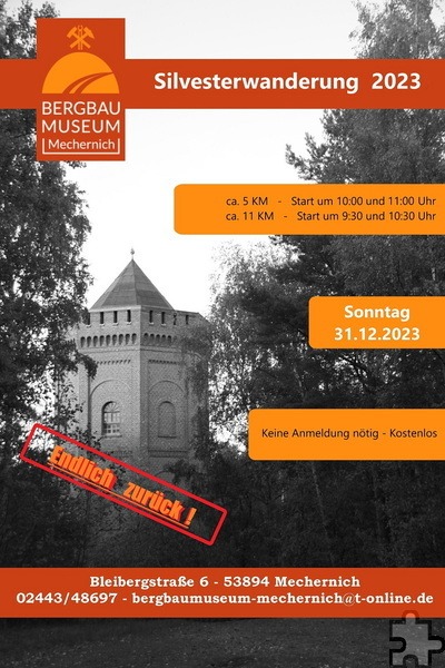 Mit diesem Plakat wirbt das Bergbaumuseum für zahlreiche Teilnehmer. Grafik: Bergbaumuseum Mechernich/pp/Agentur ProfiPress