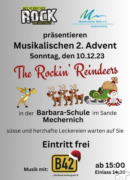 Mit diesem Plakat werben zurzeit „Mechernich Aktiv“ und „Rock am Rathaus e.V.“ für ihre gemeinsames Adventrockkonzert am 10. Dezember in der Aula der Barbarschule im Sande. Repro: Michael Sander/pp/Agentur ProfiPress