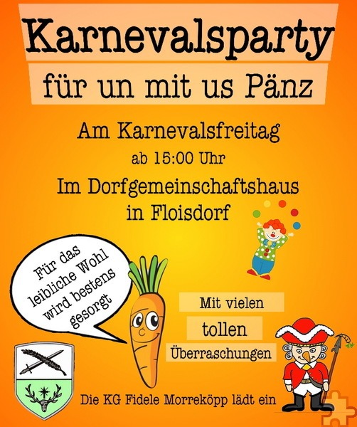 Karnevalsfreitag, 9. Februar, ist um 15 Uhr Kinderparty im Dorfgemeinschaftshaus. Repro: Manfred Lang/pp/Agentur ProfiPress     