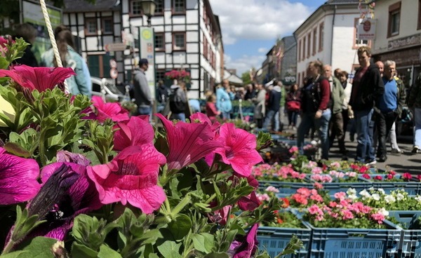 Muttertag, 12. Mai, von 11 bis 18 Uhr stehen wieder Blumen und Haustiere im Mittelpunkt des Bauernmarktes im historischen Ortskern von Kommern. Foto: Privat/pp/Agentur ProfiPress