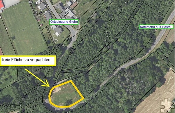 Luftbild des zu verpachtenden Grundstücks im Glehner Wald. Repro: René Zander/pp/Agentur ProfiPress