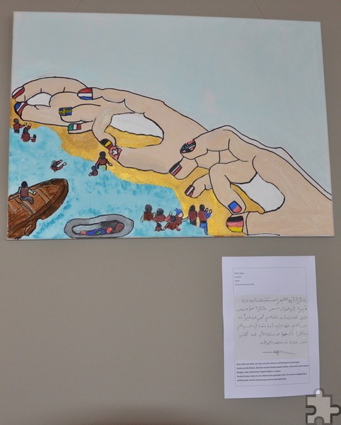 „Dem Meer sei Dank“ lautet der Titel dieses Werkes von Reem Alage, das Bände spricht. Foto: Henri Grüger/pp/Agentur ProfiPress