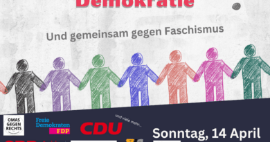 Die „Mechernicher Bürgerinitiative für lebendige Demokratie“ lädt am Sonntag, 14. April, von 14 bis 16 Uhr zu einer Demo für Demokratie und gegen Faschismus auf den Brunnenplatz ein. Grafik: Bürgerinitiative für lebendige Demokratie Mechernich/pp/Agentur ProfiPress