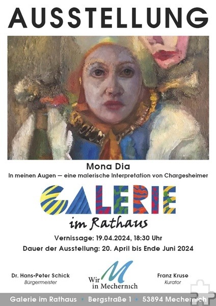 Das Plakat der Ausstellung „In meinen Augen- eine malerische Interpretation von Chargesheimer“ zeigt das Gemälde „Frau und Maske“. Repro: Sabine Roggendorf/Henri Grüger/pp/Agentur ProfiPress
