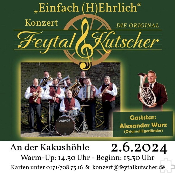 Unterstützung erhalten die „Feytal Kutscher“ in diesem Jahr durch ihren Gastsolisten Alexander Wurz. Grafik: Feytal Kutscher/pp/Agentur ProfiPress
