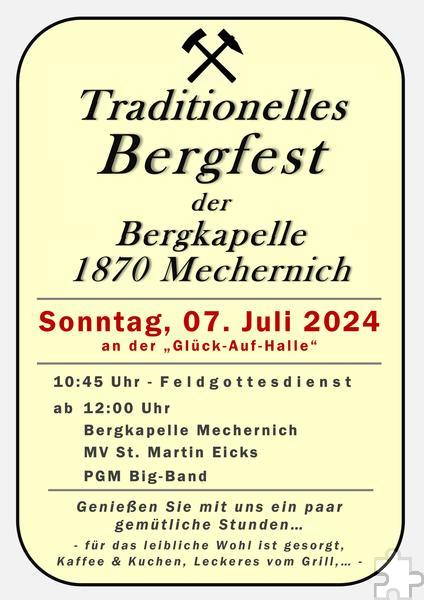 Mit diesem Plakat wirbt der Verein für das musikalische Spektakel. Grafik: Bergkapelle Mechernich/pp/Agentur ProfiPress