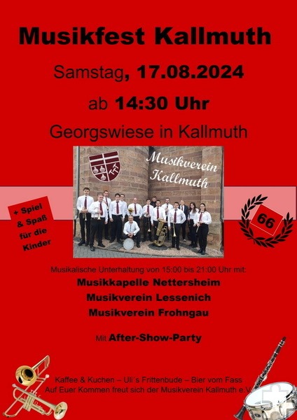 Mit diesem Plakat wirbt der Verein für viele Besucher auf der Georgswiese. Grafik: Musikverein Kallmuth/pp/Agentur ProfiPress