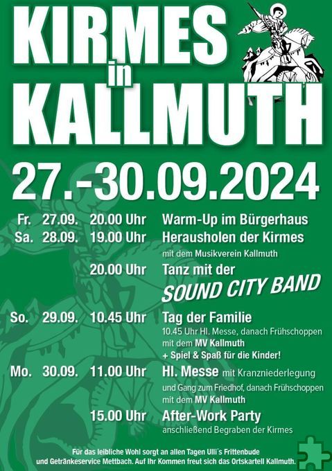 Mit diesem Plakat wirbt das Ortskartell Kallmuth für ihre Kirmes vom 27. Bis 30. September. Grafik: Ortskartell Kallmuth/pp/Agentur ProfiPress