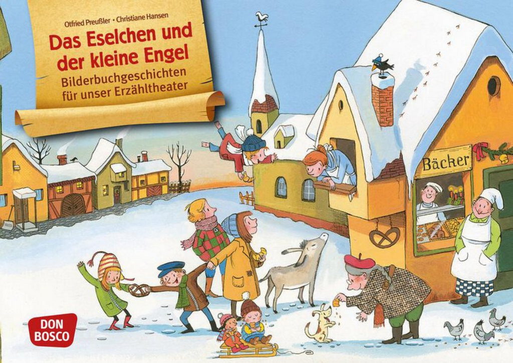 Die Stadtbücherei Mechernich lädt zu ihrem nächsten Vorlesenachmittag für Kids am 10. Dezember mit der Weihnachtsgeschichte „Das Eselchen und der kleine Engel“ von Otfried Preußler ein. Grafik: Stadtbücherei Mechernich/pp/Agentur ProfiPress