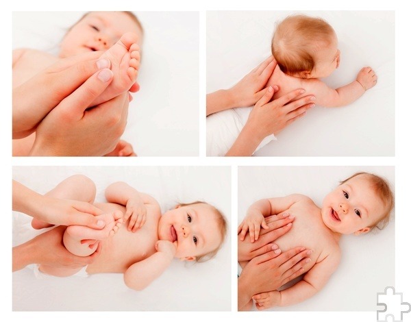 Eine Massage kann die motorische und geisterte Entwicklung eines Babys fördern. Wie das richtig geht, erfahren Eltern im Babymassage-Kurs des Roten Kreuzes. Foto: DRK/Adobe/pp/Agentur ProfiPress