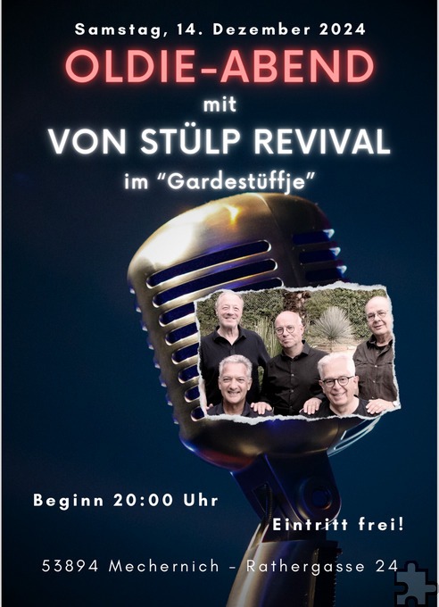 Mit diesem Plakat wirbt die Band für viele Besucherinnen und Besucher. Grafik: Von Stülp/pp/Agentur ProfiPress