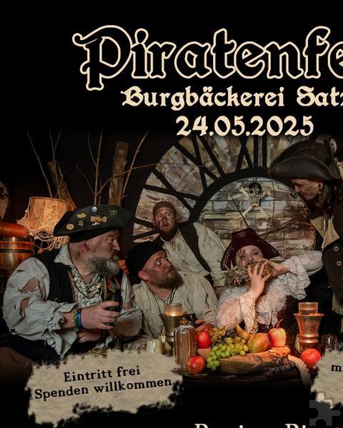 Zu einem „Piratenfest“ mit Konzert und mehr Programm lädt die Burgbäckerei zu Satzvey am 24. Mai ein. Grafik: Burgbäckerei zu Satzvey/pp/Agentur ProfiPress