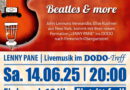 Mit diesem Plakat wirbt Veranstalter Mike Wandel für einen Gig der Beatles-and-more-Band „Lenny Pane“ im Firmenich-Obergartzemer Doppeldorf-Treff „DoDo“ am Samstag, 14. Juni, ab 20 Uhr. Repro: Sabine Roggendorf/pp/Agentur ProfiPress