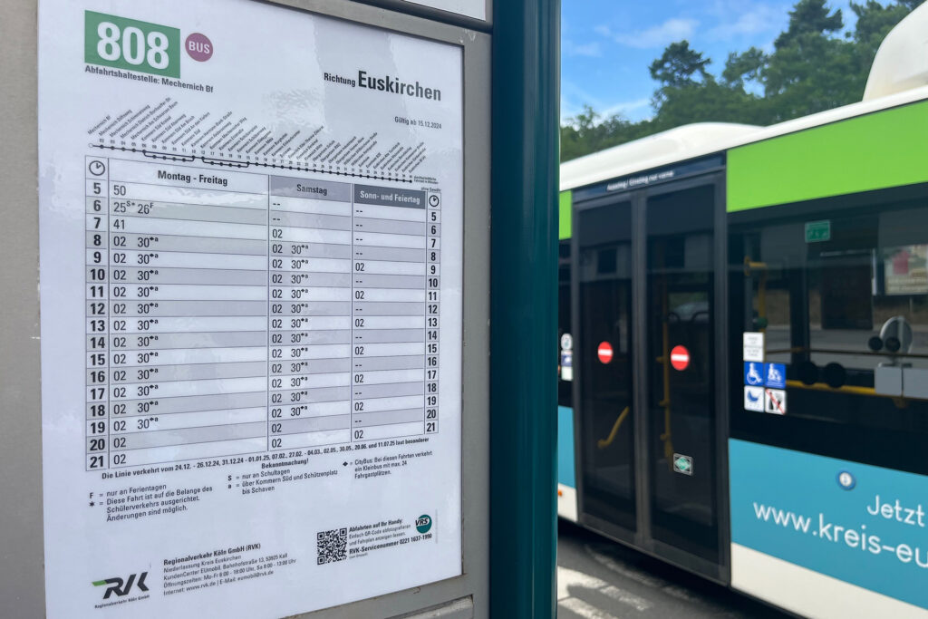 Das Fahrplanangebot des Regionalbusses der Linie 808 zwischen Euskirchen und Mechernich bleibt, geändert haben sich die Fahrzeiten des Citybusses. Foto: Ronald Larmann/pp/Agentur ProfiPress
