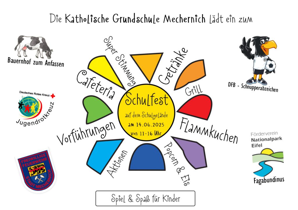 Erst austoben und dann Energie nachtanken. Beim Schulfest der KGS Mechernich ist sowohl für Unterhaltung, Spiel und Spaß, als auch für das leibliche Wohl gesorgt. Grafik: KGS Mechernich/pp/ProfiPress