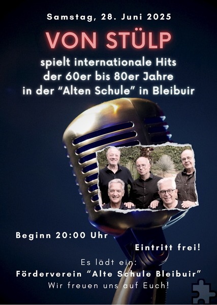 Statt findet das Konzert in der „Alten Schule“ Bleibuir, organisiert vom örtlichen Förderverein.