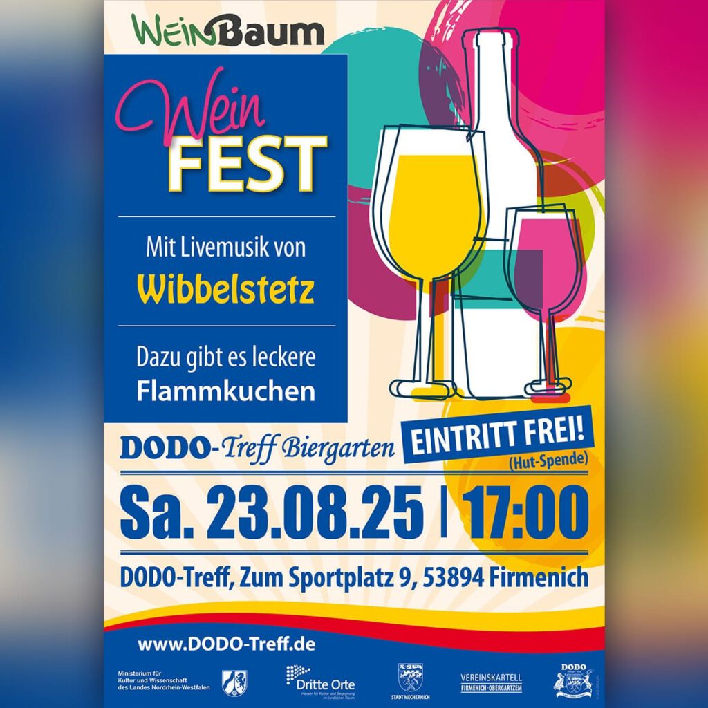 In den Do-Do-Treff Biergarten lädt dieses bunte Plakat der Veranstalter. Grafik: Veranstalter/pp/Agentur ProfiPress