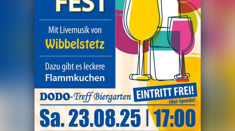 In den Do-Do-Treff Biergarten lädt dieses bunte Plakat der Veranstalter. Grafik: Veranstalter/pp/Agentur ProfiPress