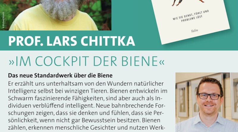 Prof. Lars Chittka liest am 4. September im GAT Mechernich aus „Im Cockpit der Biene“. Grafik: Lit.Eifel/pp/Agentur ProfiPress