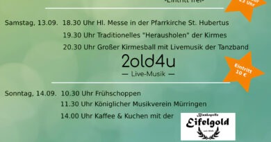 Mit diesem Plakat wirbt der Musikverein Obergartzem für die Jubiläumskirmes zum 100. Geburtstag. Grafik: MV Obergartzem/pp/Agentur ProfiPress
