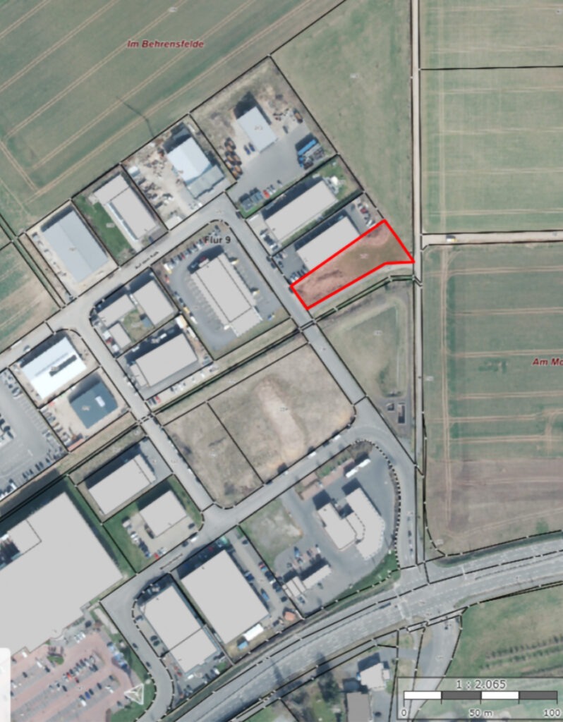 Auf dem rot umrandeten Areal im Monzenbend möchte die Firma CarCoating expandieren. Sie bietet bereits seit 15 Jahren Autopflege an und ist inzwischen auch im Bereich Autoglas und Folierungen unterwegs. Grafik: Stadt Mechernich/pp/Agentur ProfiPress