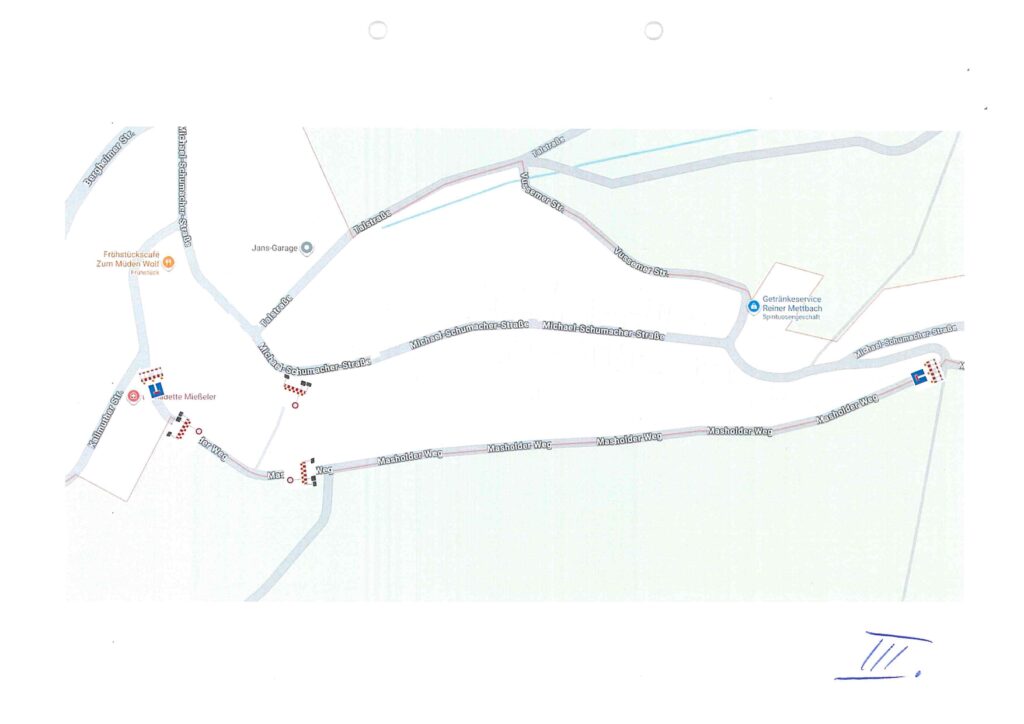 …sowie der Masholder Weg für den Fahrzeugverkehr gesperrt. Grafik: Jürgen Winand/pp/Agentur ProfiPress