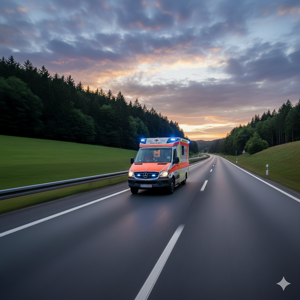Der Kreis Euskirchen stellt den neuen Rettungsdienst-Bedarfsplan vor. In Mechernich wird ein neuer Krankentransportwagen Notfall stationiert. KI-Bild: Henri Grüger/Gemini/pp/Agentur ProfiPress
