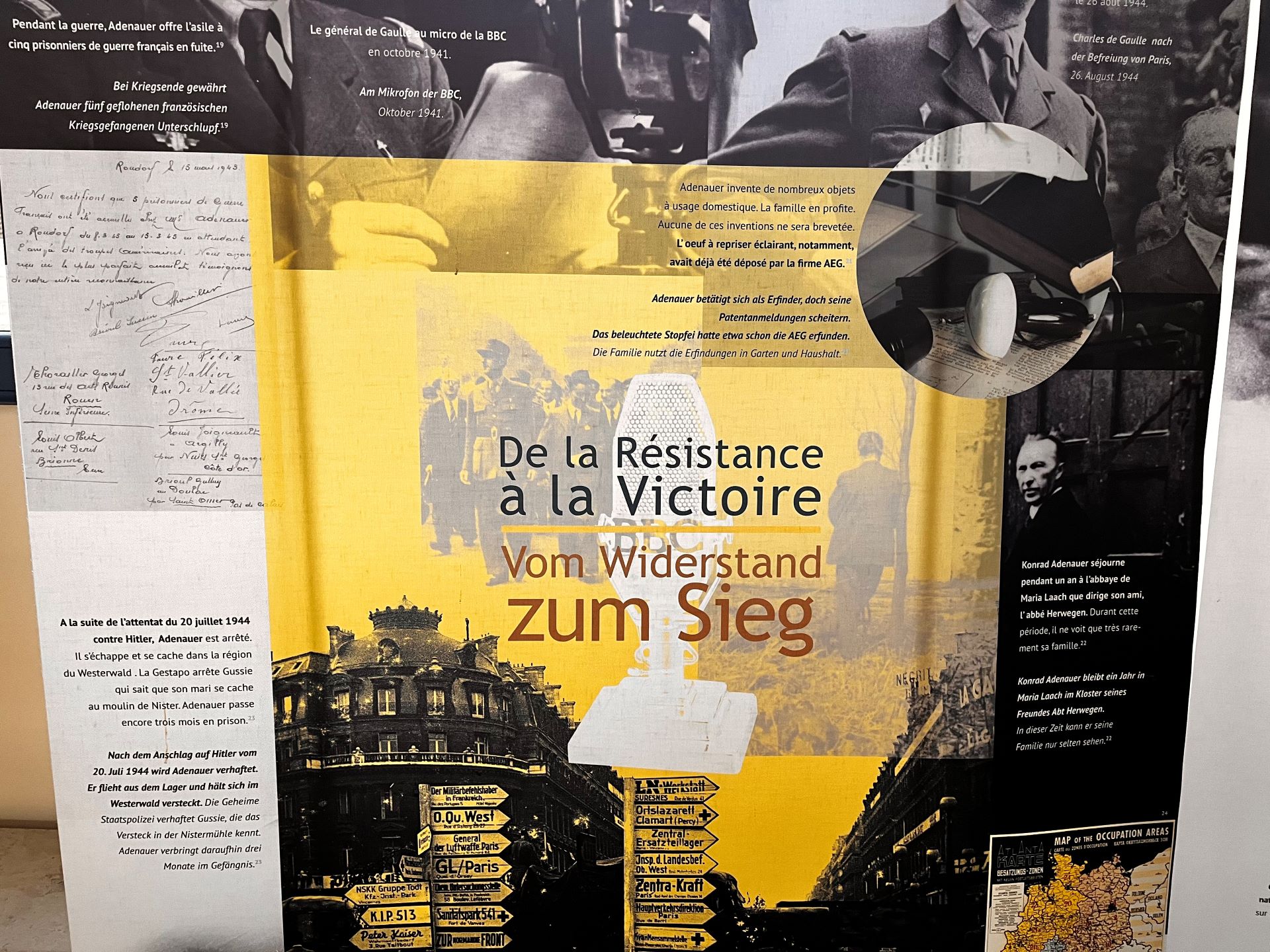 Wissen im Vorbeigehen: Zahlreiche historische Hintergrundfakten zur Europäischen Einigung und Entstehung der Deutsch-Französischen Freundschaft finden sich im Treppenhaus. Foto: GAT/Bernhard Karst/pp/Agentur ProfiPress