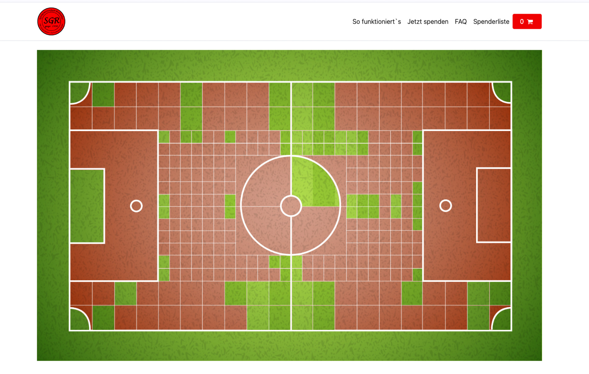 Der digitale Spendenplatz soll immer grüner werden. Durch jede Spende kommt der Verein dem Ziel des Mini-Kunstrasenplatzes ein stückweit näher. Screenshot: Benedikt Heider/pp/Agentur ProfiPress
