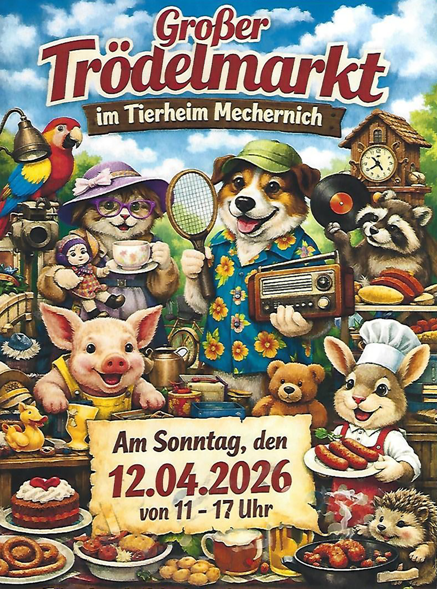 Am 12. April wird im Mechernicher Tierheim wieder getrödelt, was das Zeug hält. Grafik: Tierheim Mechernich/pp/Agentur ProfiPress