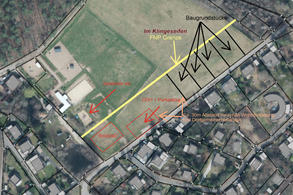 Sollen in Katzvey diese Baugrundstücke entstehen oder nicht? Über diese Frage wurde im Rat diskutiert. Das Thema wurde in die nächste Ratssitzung verschoben, vorher ist eine Bürgerversammlung geplant. Grafik: Stadt Mechernich/pp/Agentur ProfiPress