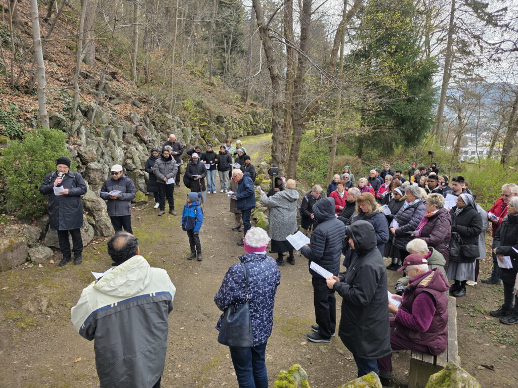 In den Meditationen wurde der Kreuzweg als Einladung verstanden, das eigene Leben mit Jesus zu gehen – mit allen Sorgen, Fragen, Schuld, aber auch Hoffnung, Trost und Dankbarkeit. „Dieser Kreuzweg ist kein Spaziergang“, hieß es, sondern ein Weg durch Leid, Dunkelheit und zugleich ein Weg des Mitgehens mit Christus, der seinerseits die Menschen auf ihrem Lebensweg begleitet. Foto: Manfred Lang/pp/Agentur ProfiPress