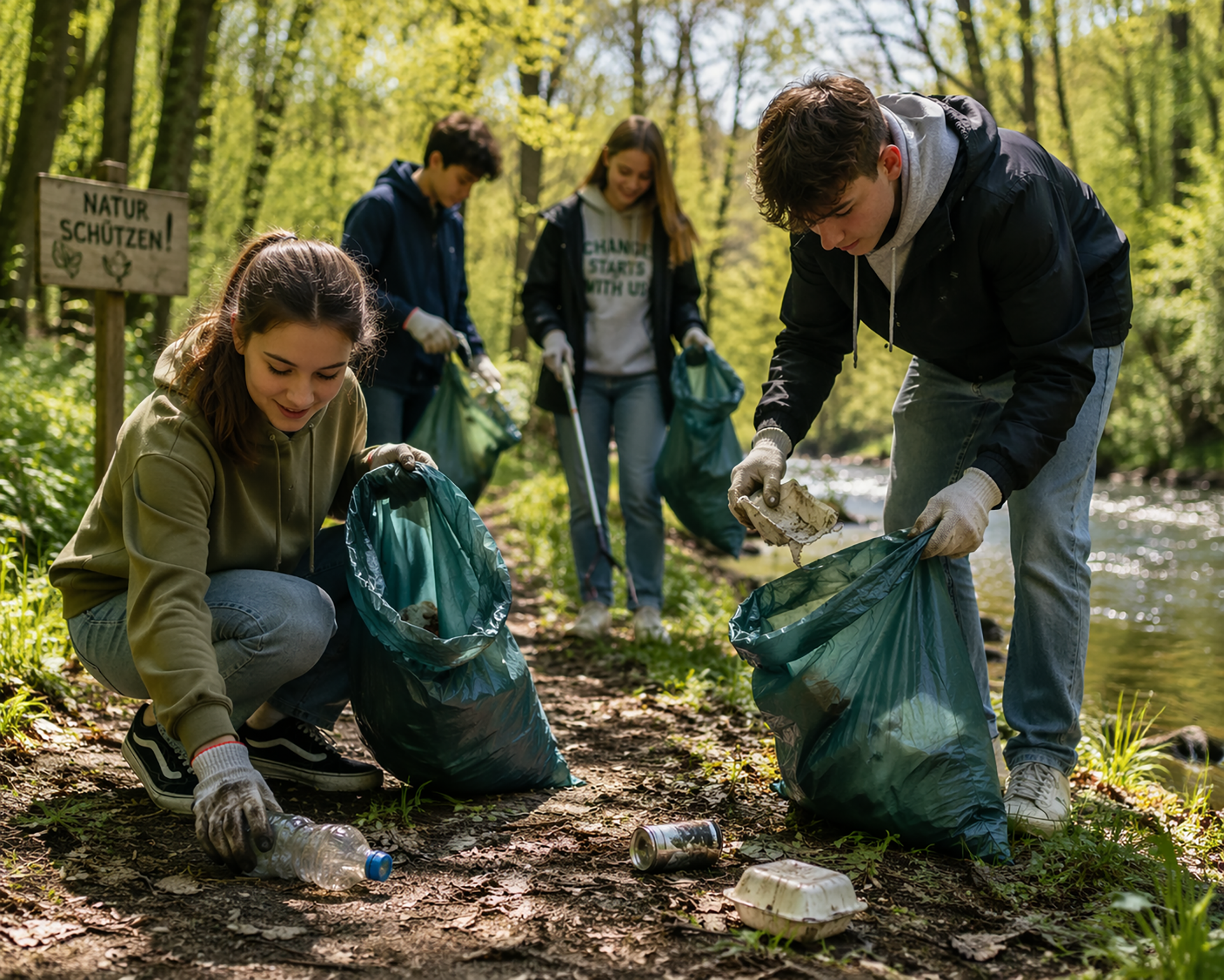 Von Dienstag bis Freitag, 21. bis 24. April, dürfen alle Mechernicher mithelfen, ihren Wohnort von achtlos weggeworfenem Müll zu befreien. KI-Bild: Henri Grüger/Chat GPT/pp/Agentur ProfiPress