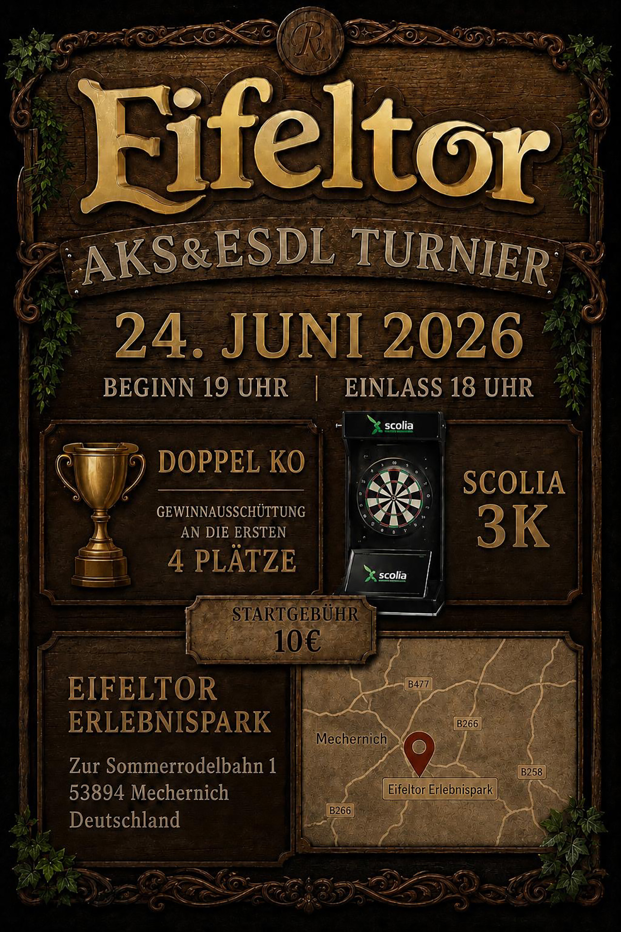 … das AKS&ESDL-Turnier am 24. Juni… Grafik: Eifeltor Erlebnispark/pp/Agentur ProfiPress