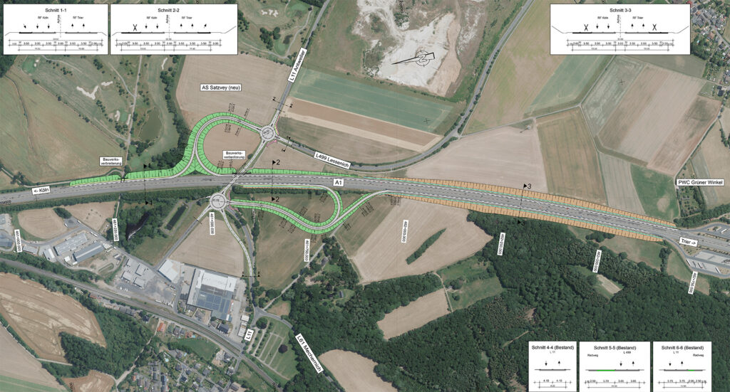 Das ist die Planskizze aus einer Machbarkeitsstudie der Stadt Mechernich. Sie zeigt, wie der Autobahnanschluss Satzvey realisiert werden könnte. Plan: Stadt Mechernich/pp/Agentur ProfiPress
