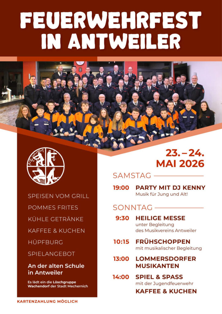 Mit diesem Plakat wirbt die Löschgruppe Wachendorf für das Feuerwehrfest, das an der alten Schule in Antweiler gefeiert wird. Foto: Löschgruppe Wachendorf/pp/Agentur ProfiPress