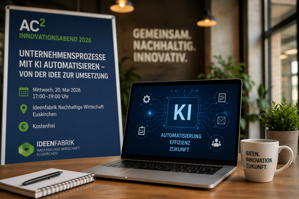 Der Innovationsabend richtet sich an Unternehmerinnen und Unternehmer, Selbstständige sowie Interessierte, die erfahren möchten, wie KI sinnvoll im Unternehmensalltag eingesetzt werden kann. Grafik: KI/Open AI/pp/Agentur ProfiPress