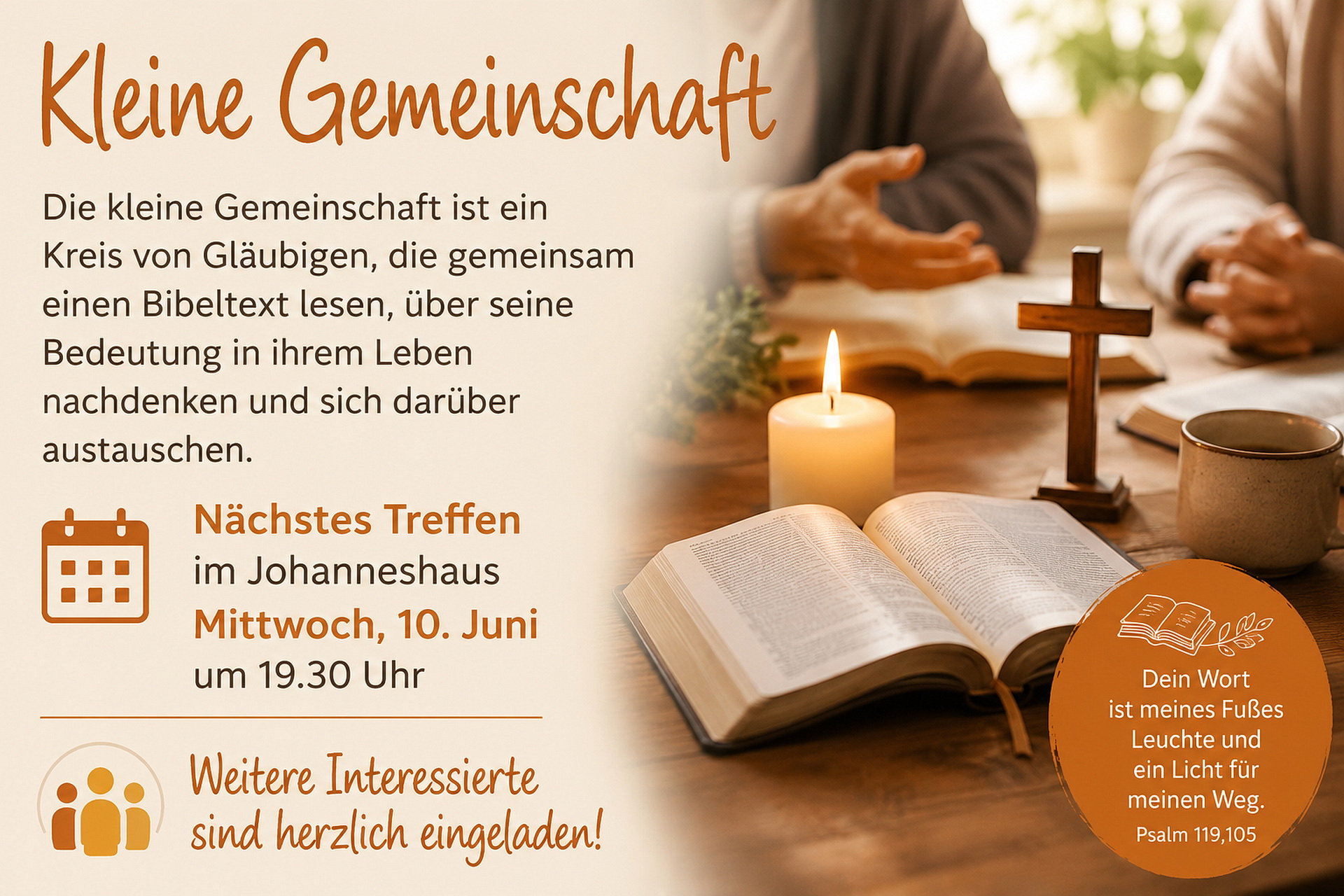 Kleine Gemeinschaft teilt Bibel