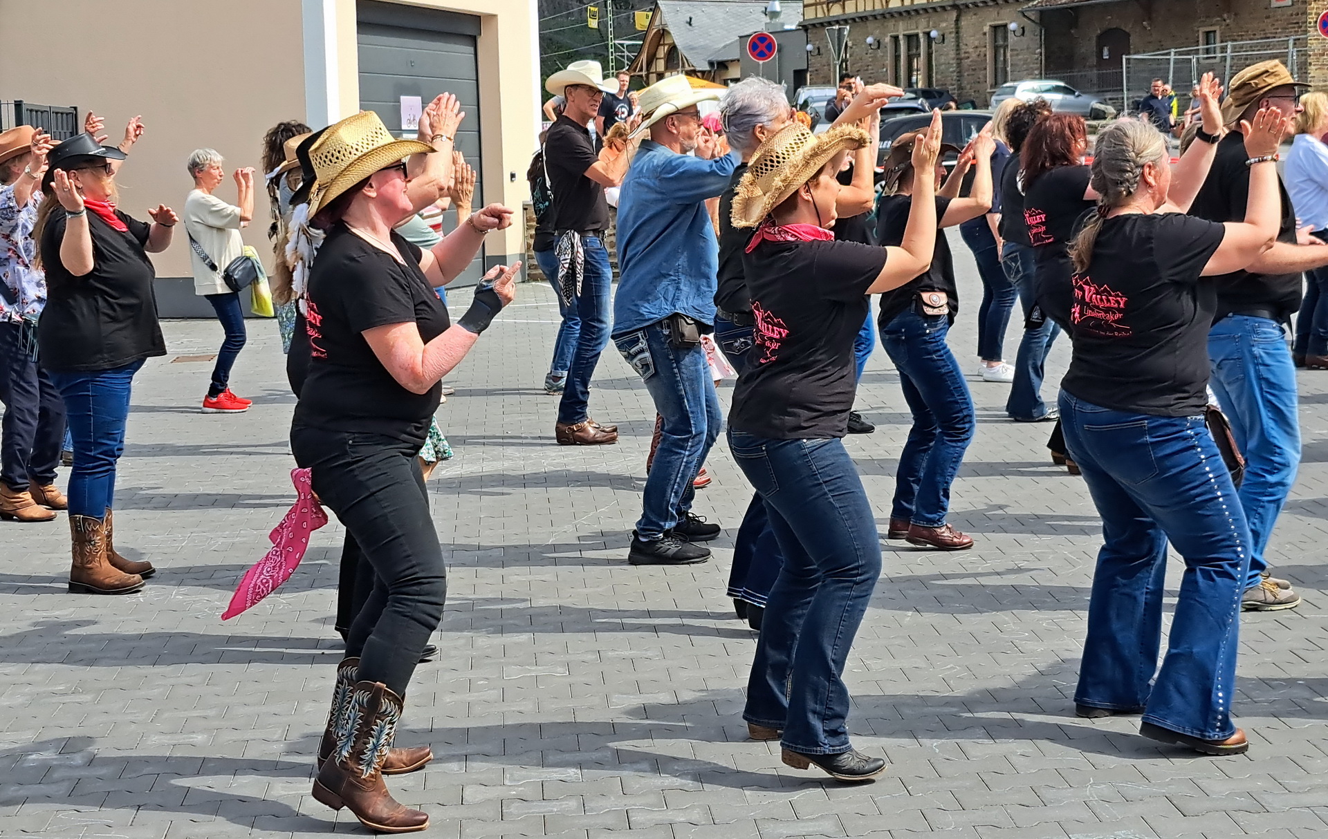 Synchron, schwungvoll und mit sichtbarer Freude: Mehr als 140 Teilnehmer tanzten beim Flashmob gemeinsam zu Country- und Popmusik. Foto: Privat/pp/Agentur ProfiPress