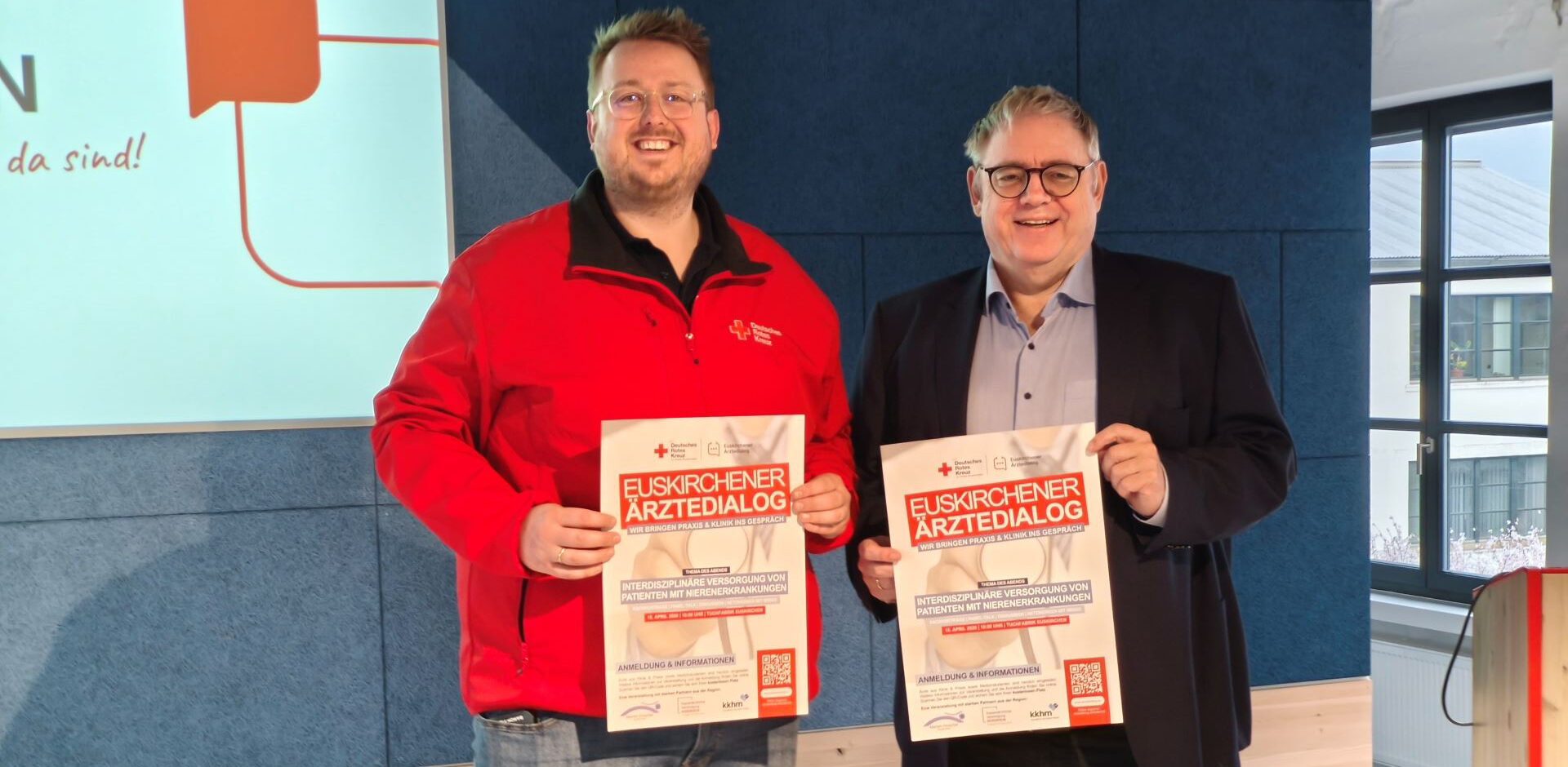 Freuen sich auf die zweite Auflage des Euskirchener Ärztedialogs: Initiator Alexan-der Schiffmann (l.), Leiter der DRK Rettungsdienst-Akademie Euskirchen, und Kreisverbandsarzt Frank Gummelt. Foto: DRK Euskirchen/pp/Agentur ProfiPress